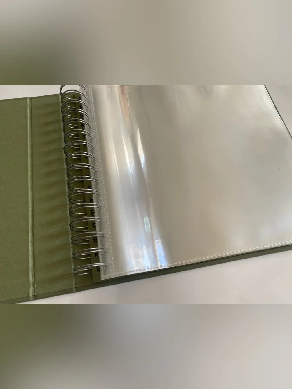 Olive Green Cloth Covered Scrapbook Album and Box, New 8”x8” Pages